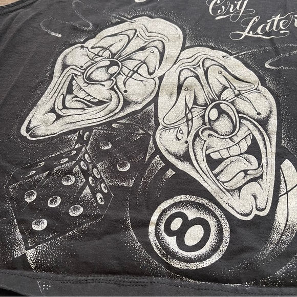 Smile Now Cry Later Faded Black Crop Boxy Tank Top Large Adult Unisex - Picture 7 of 11